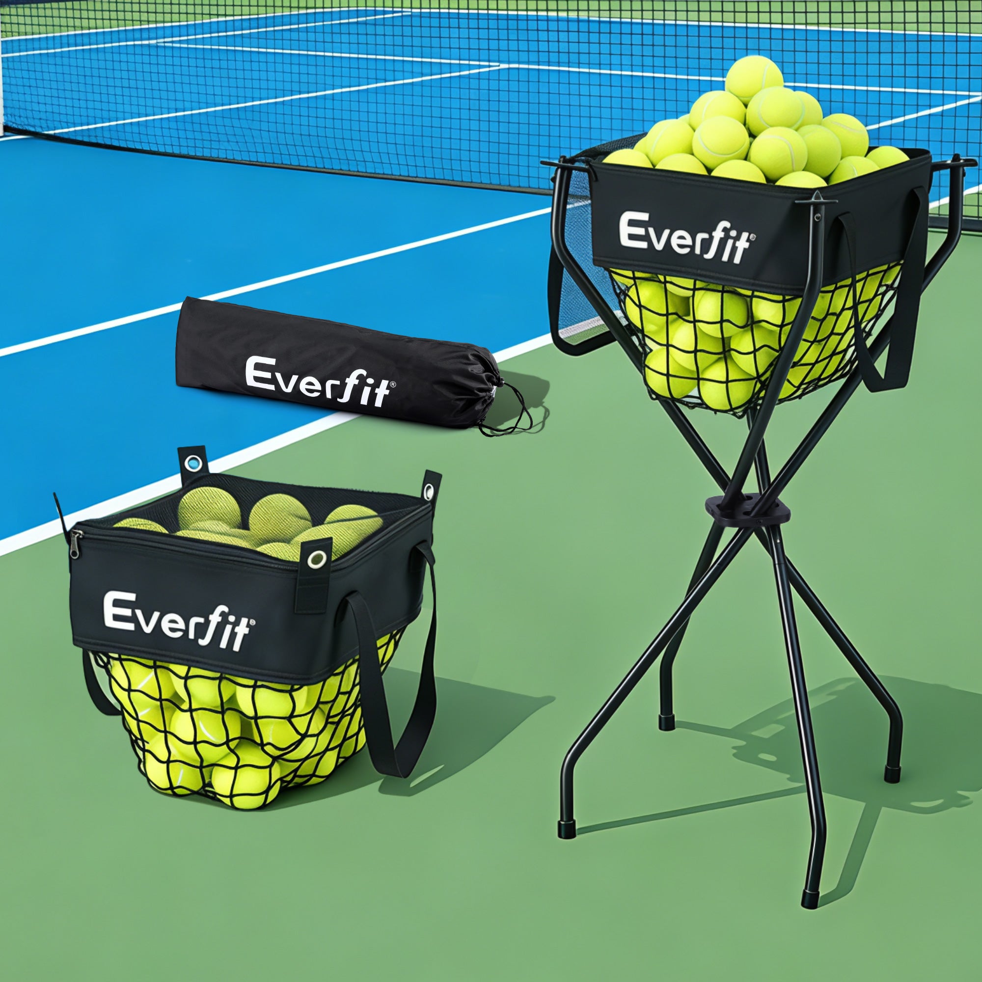 Pickleball: Everfit Portable Ball Cart Foldable Pickleball Tennis Baseball Softball