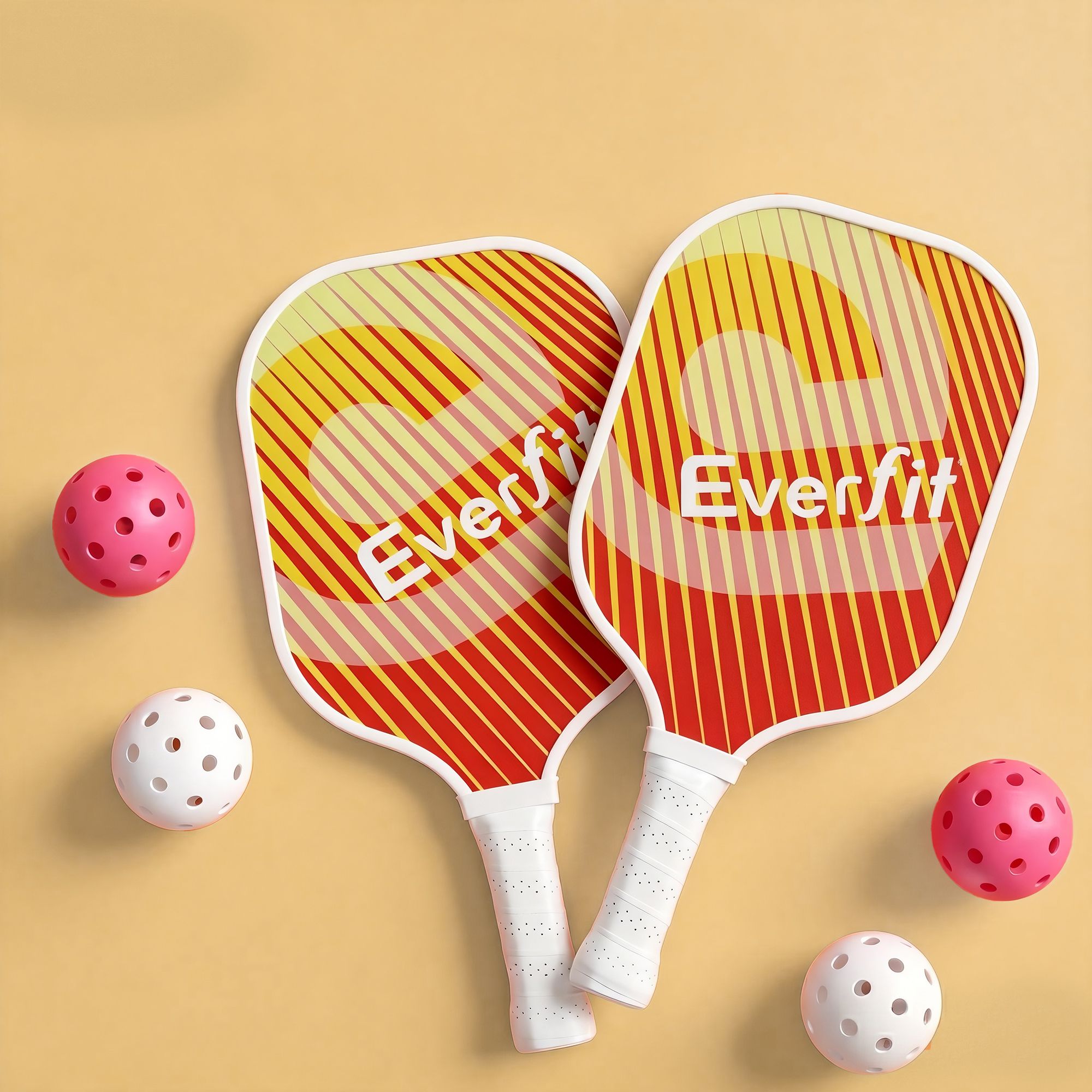 Everfit Pickleball Paddle Set Fibreglass Racquet Honeycomb Core With Bag Orange