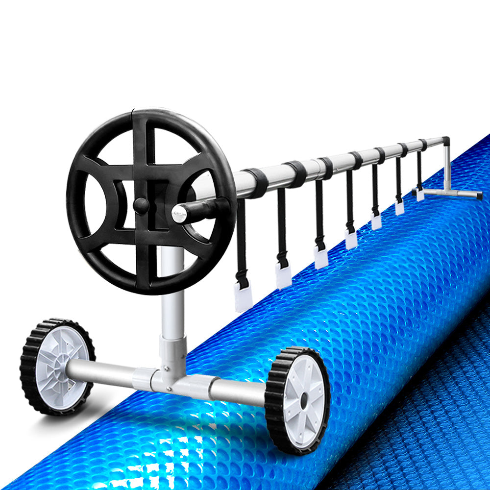 Pool Covers & Accessories: Aquabuddy Pool Cover 500 Micron 10x4m Blue Swimming Pool Solar Blanket 4m Roller