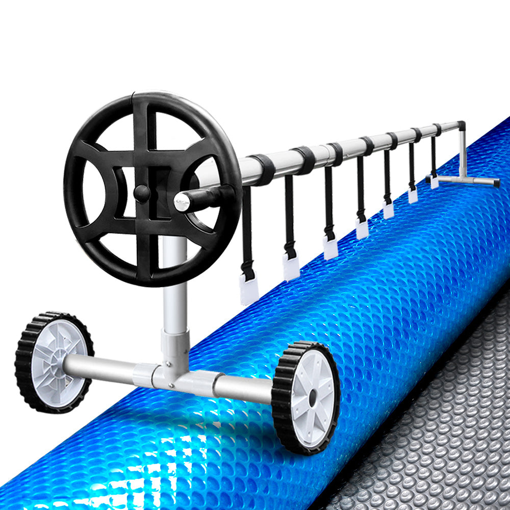 Pool Covers & Accessories: Aquabuddy Pool Cover 500 Micron 10x4m Silver Swimming Pool Solar Blanket 4m Roller