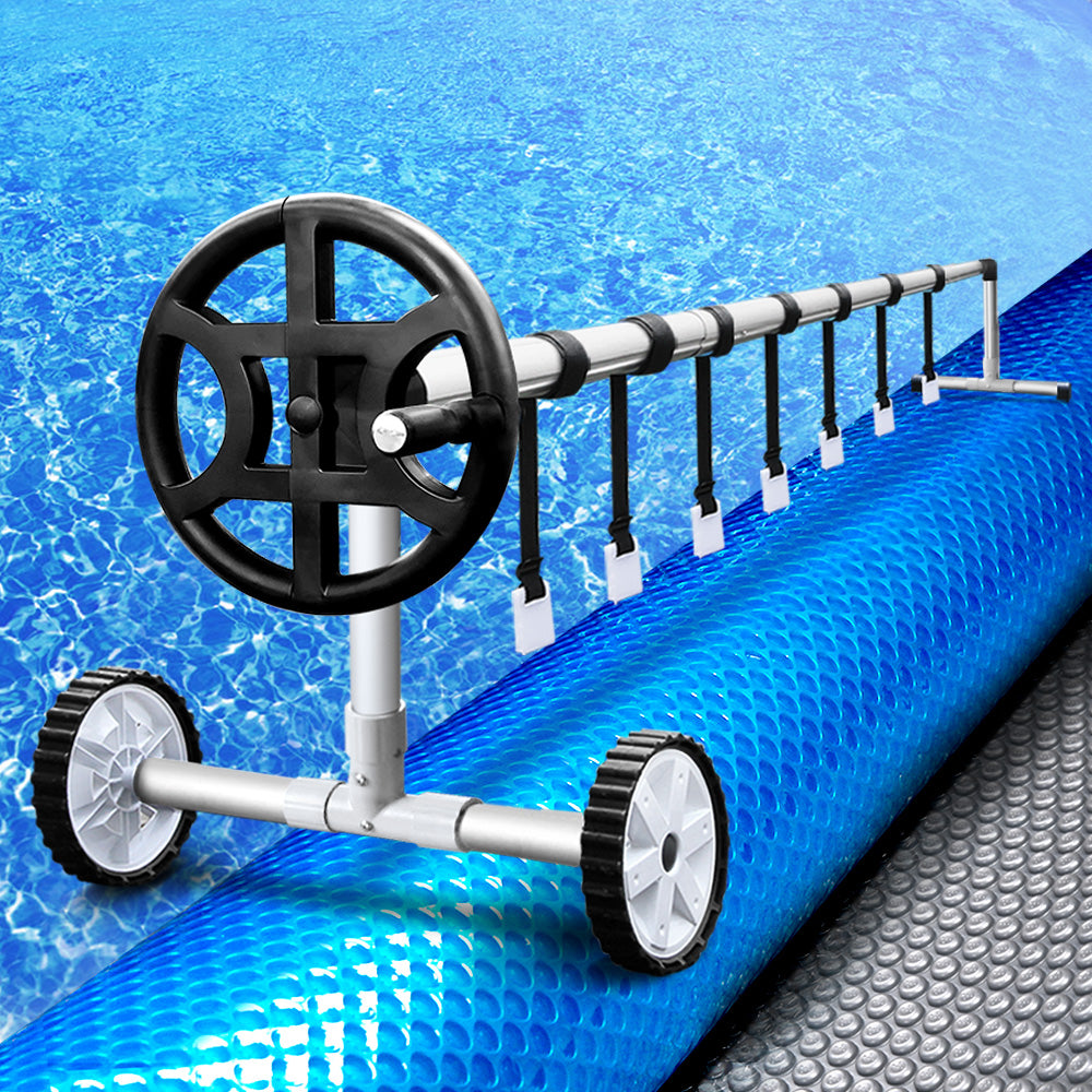 Pool Covers & Accessories: Aquabuddy Pool Cover 500 Micron 10x4m Silver Swimming Pool Solar Blanket 4m Roller