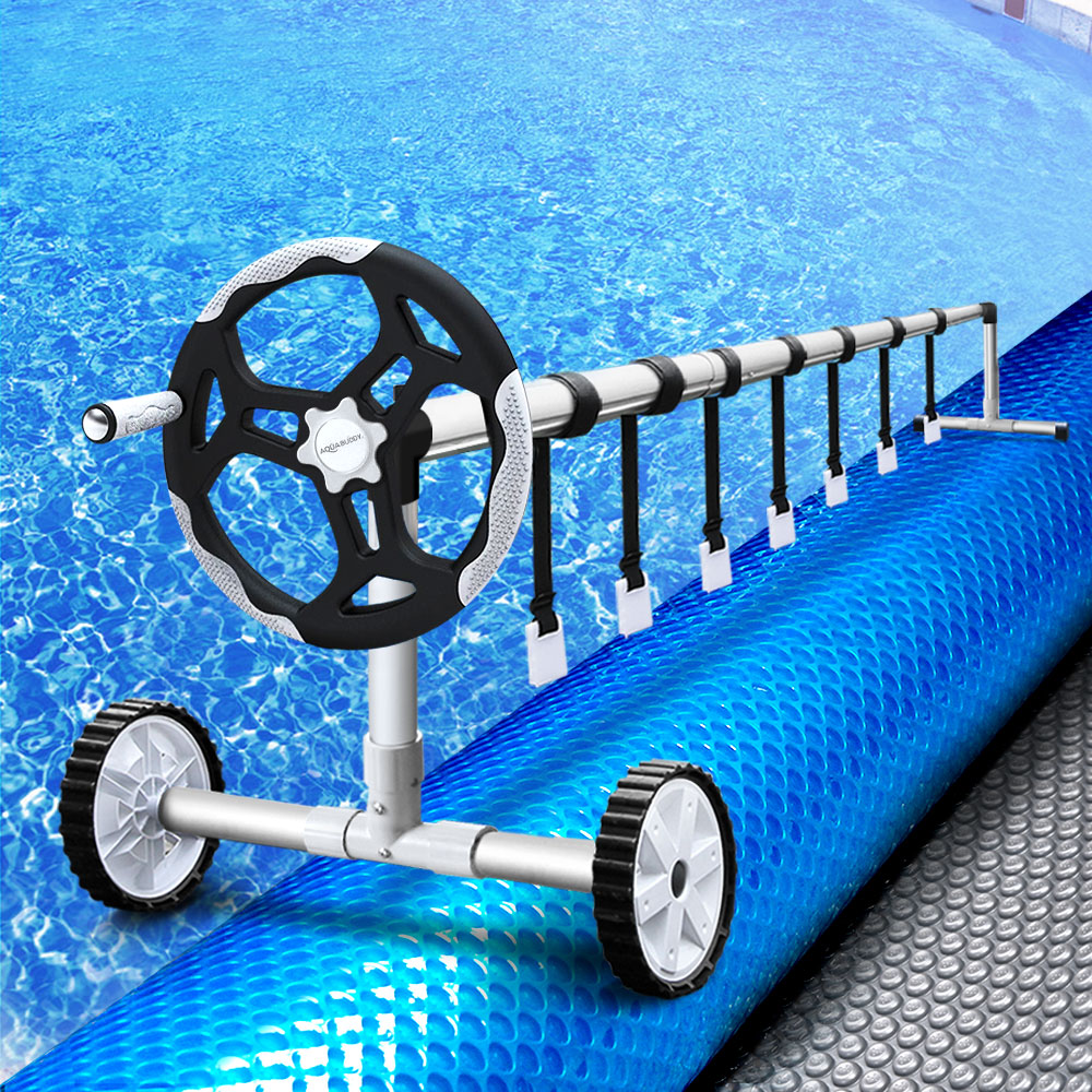 Pool Covers & Accessories: Aquabuddy Pool Cover 500 Micron 10.5x4.2m Silver Swimming Pool Solar Blanket 5.5m Roller