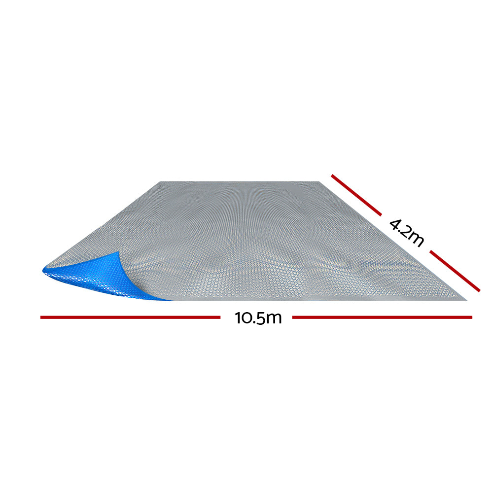 Pool Covers & Accessories: Aquabuddy Pool Cover 500 Micron 10.5x4.2m Swimming Pool Solar Blanket Blue Silver