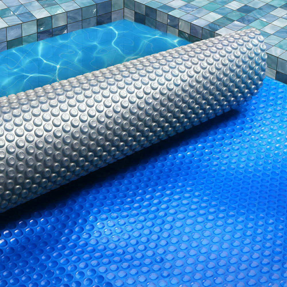 Pool Covers & Accessories: Aquabuddy Pool Cover 500 Micron 10.5x4.2m Swimming Pool Solar Blanket Blue Silver