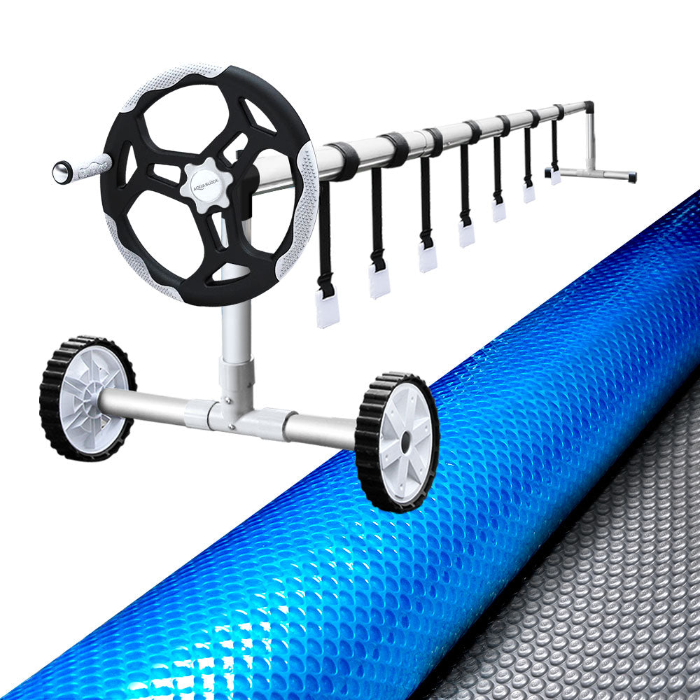 Pool Covers & Accessories: Aquabuddy Pool Cover 500 Micron 10.5x4.2m Swimming Pool Solar Blanket 5.5m Roller