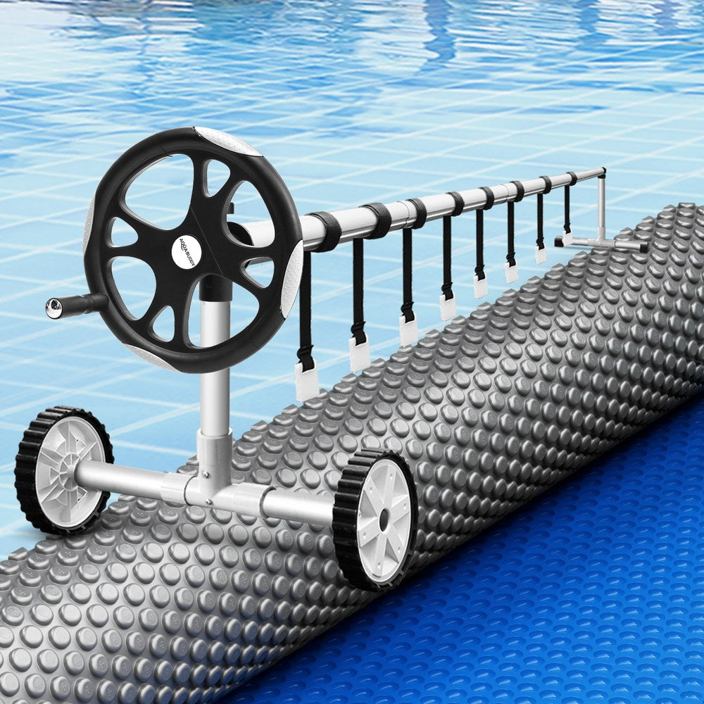 Pool Covers & Accessories: Aqua Buddy Pool Cover 600 Micron Solar Heat Blanket LDPE 10.5x4.2m w/ 5.55m Roller
