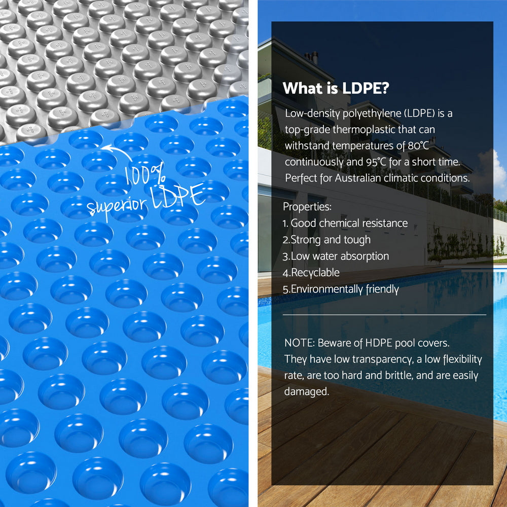Pool Covers & Accessories: Aqua Buddy Pool Cover 600 Micron Solar Heat Blanket 10.5x4.2m w/ 5.55m Roller Blue