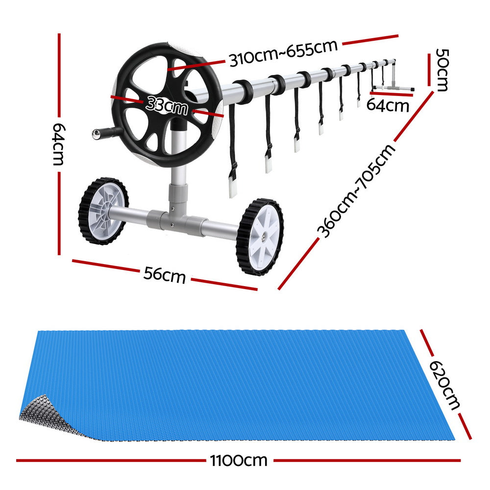 Pool Covers & Accessories: Aqua Buddy Pool Cover 600 Micron 11x6.2m w/ Roller 6.55m Swimming Pools Solar Blanket