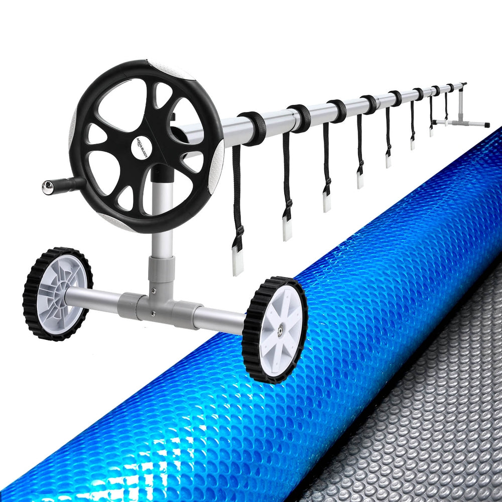 Pool Covers & Accessories: Aqua Buddy Pool Cover 11x6.2m 400 Micron Silver Swimming Pool Solar Blanket 6.55m Roller