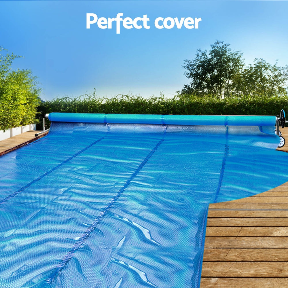 Pool Covers & Accessories: Aqua Buddy Pool Cover 11x6.2m 400 Micron Silver Swimming Pool Solar Blanket 6.55m Roller