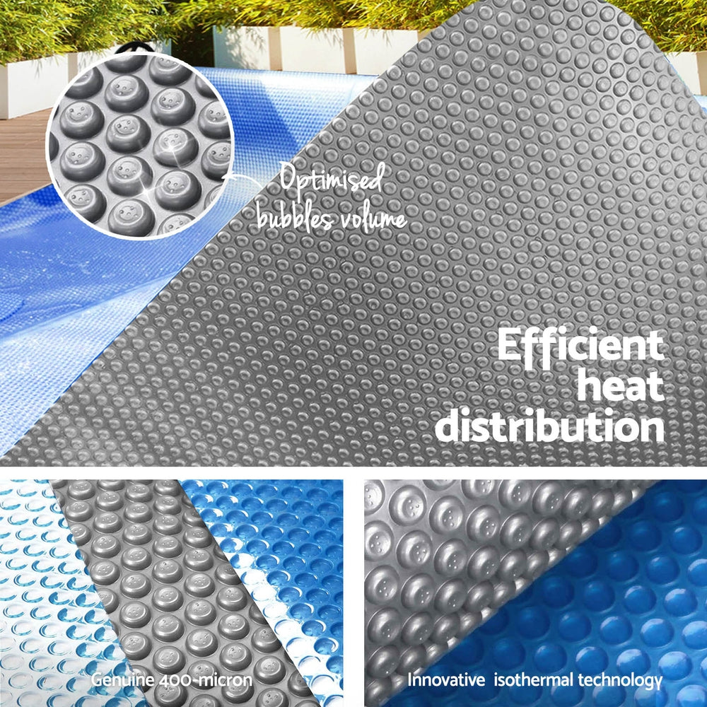 Pool Covers & Accessories: Aqua Buddy Pool Cover 11x6.2m 400 Micron Silver Swimming Pool Solar Blanket 6.55m Roller