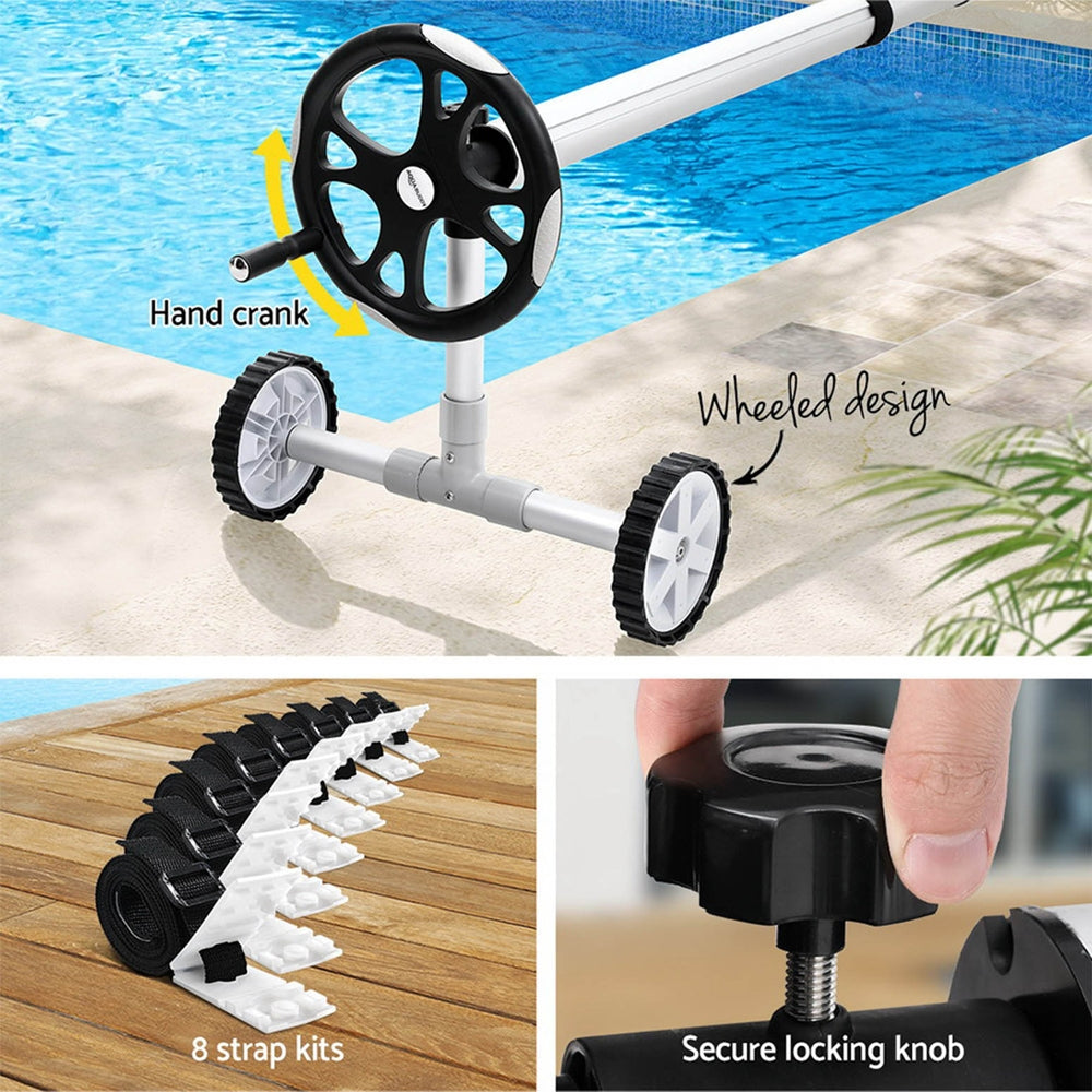 Pool Covers & Accessories: Aqua Buddy Pool Cover 11x6.2m 400 Micron Silver Swimming Pool Solar Blanket 6.55m Roller