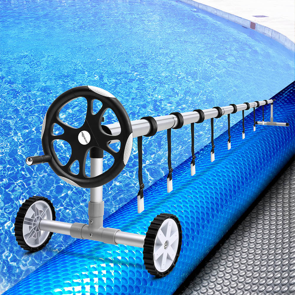 Pool Covers & Accessories: Aqua Buddy Pool Cover 11x6.2m 400 Micron Silver Swimming Pool Solar Blanket 6.55m Roller