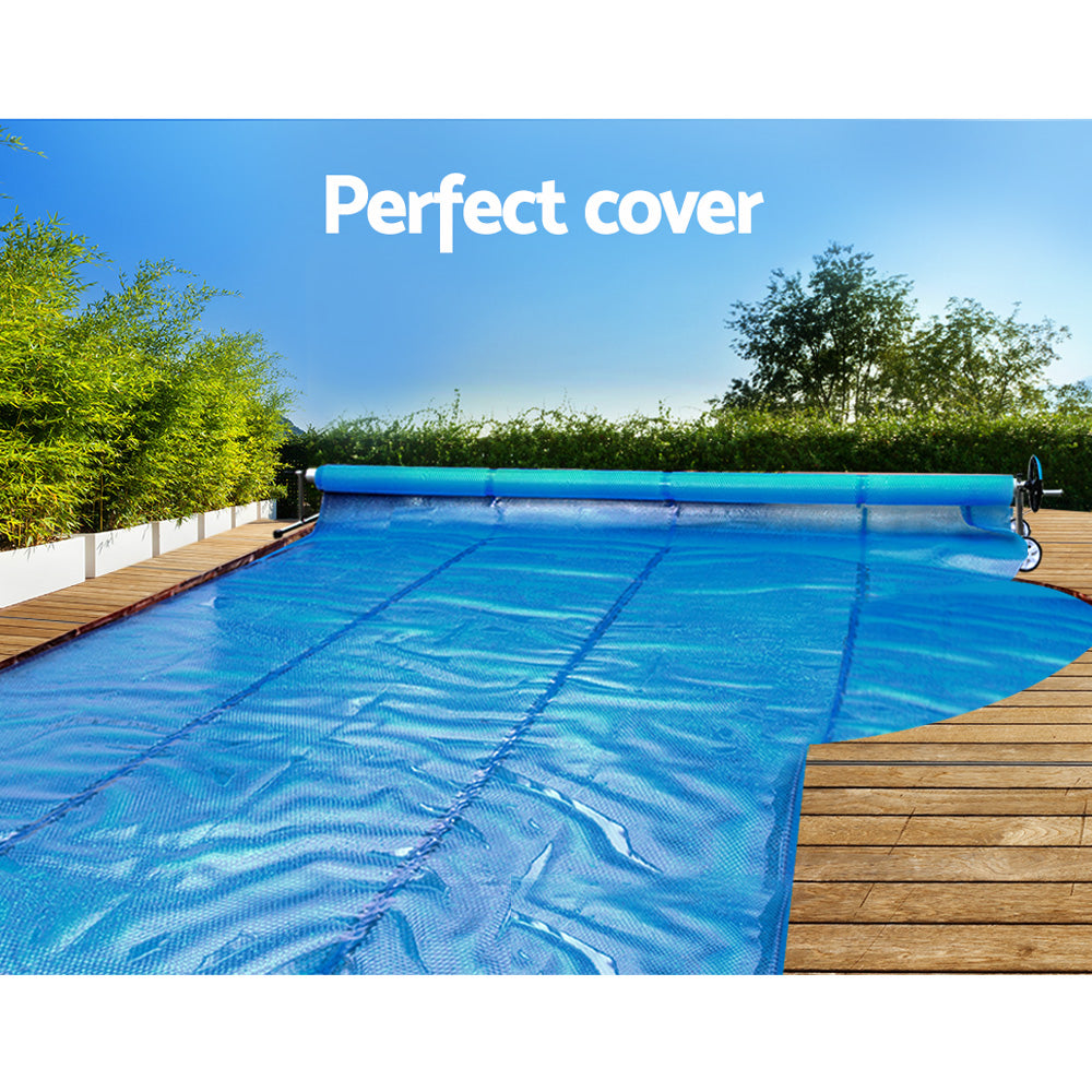 Pool Covers & Accessories: Aquabuddy Pool Cover 6.5x3m 400 Micron Silver Swimming Pool Solar Blanket 5.5m Roller
