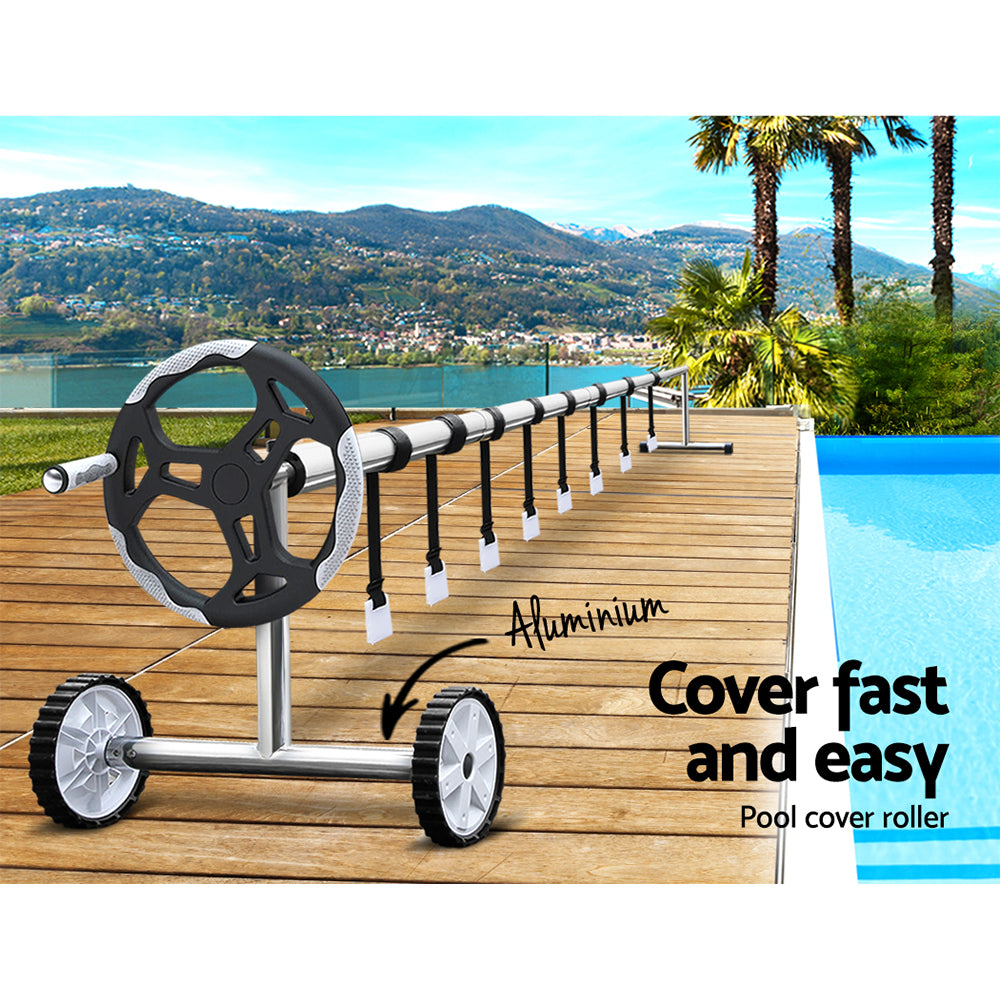 Pool Covers & Accessories: Aquabuddy Pool Cover 6.5x3m 400 Micron Silver Swimming Pool Solar Blanket 5.5m Roller