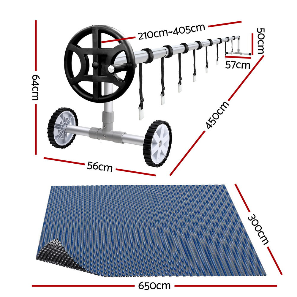 Pool Covers & Accessories: Aqua Buddy Pool Cover 600 Micron 6.5x3m w/ Roller 4m Swimming Pools Black Solar Blanket
