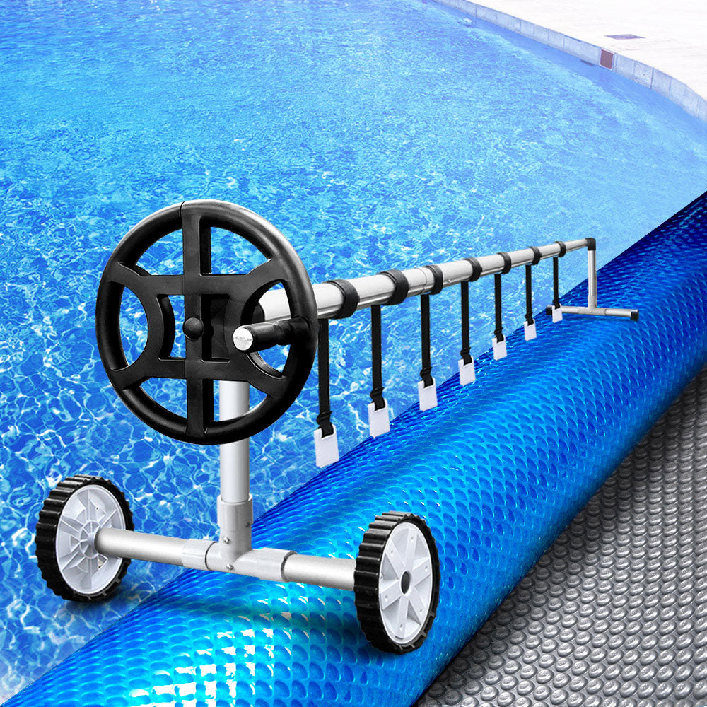 Pool Covers & Accessories: Aquabuddy Pool Cover 500 Micron 6.5x3m Silver Swimming Pool Solar Blanket 4m Roller