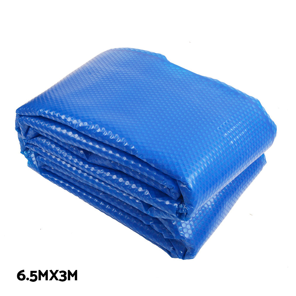 Pool Covers & Accessories: Aquabuddy Pool Cover 500 Micron 6.5x3m Silver Swimming Pool Solar Blanket 5.5m Blue Roller