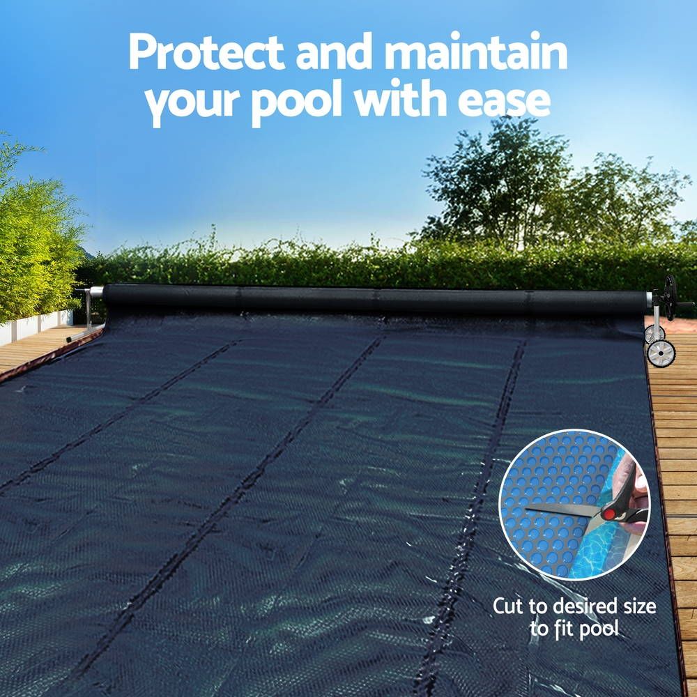 Aqua Buddy Pool Cover 500 Micron 6.5x3m w/ Roller 4m Swimming Pools Black Solar Blanket