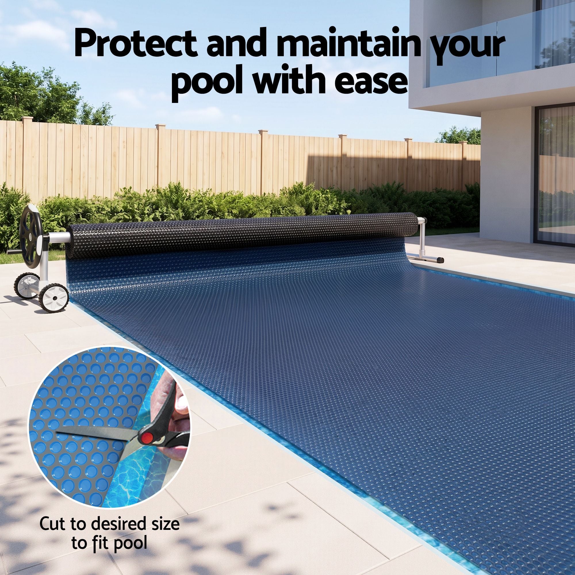 Aqua Buddy Pool Cover 500 Micron 6.5x3m w/ Roller 5.55m Swimming Pools Black Solar Blanket