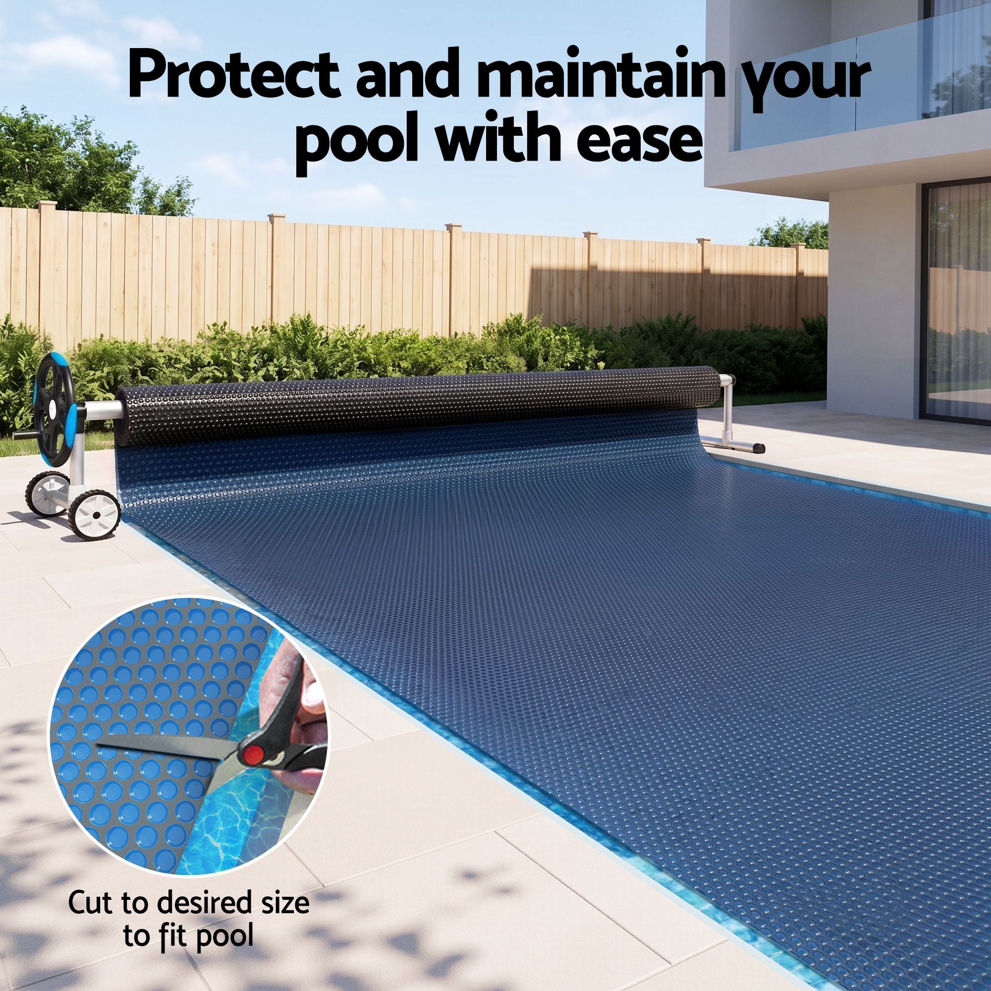 Aqua Buddy Pool Cover 500 Micron 6.5x3m w/ Blue Roller 5.55m Swimming Pools Black Solar Blanket