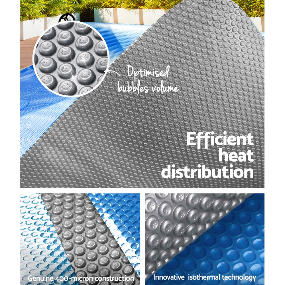 Pool Covers & Accessories: Aquabuddy Pool Cover 6.5x3m 400 Micron Silver Swimming Pool Solar Blanket 4m Roller