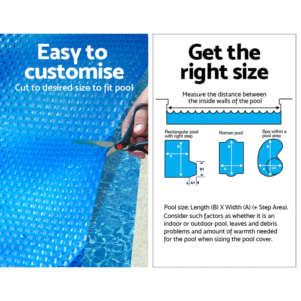 Pool Covers & Accessories: Aquabuddy Pool Cover 6.5x3m 400 Micron Silver Swimming Pool Solar Blanket 4m Roller