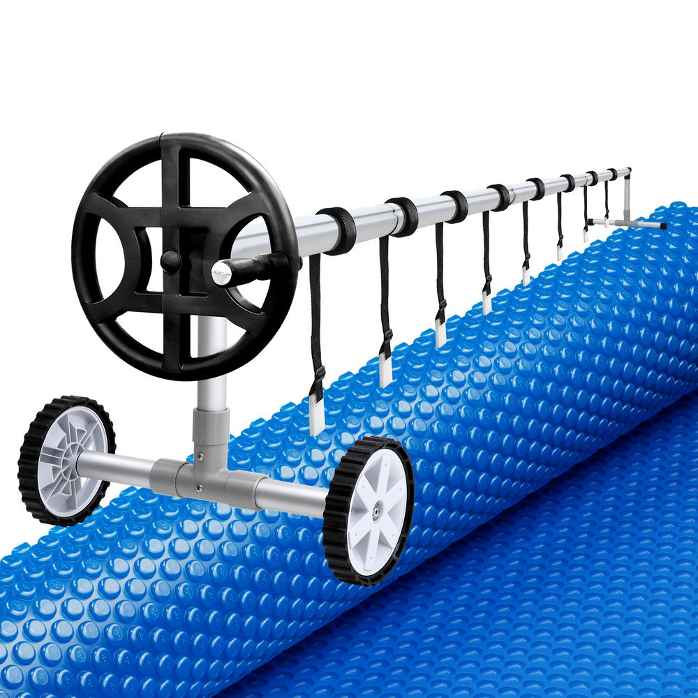 Pool Covers & Accessories: Aqua Buddy Pool Cover 600 Micron 7x4m w/ Roller 4m Swimming Pools Solar Blanket