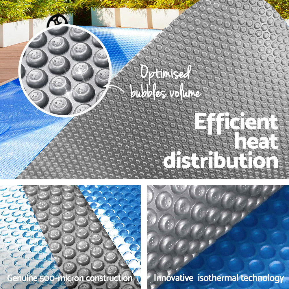 Pool Covers & Accessories: Aqua Buddy Pool Cover 500 Micron 7x4m Swimming Pool Solar Blanket Blue Silver