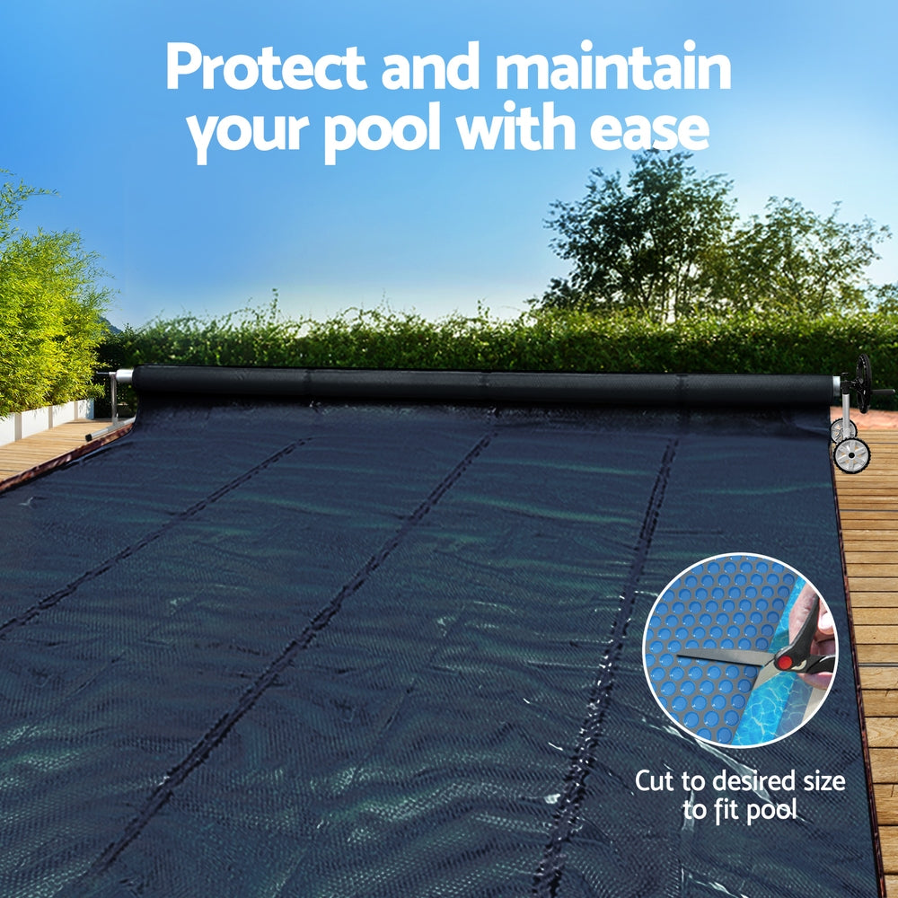 Pool Covers & Accessories: Aqua Buddy Pool Cover 600 Micron 7x4m w/ Roller 4m Swimming Pools Black Solar Blanket