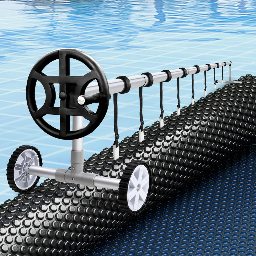 Pool Covers & Accessories: Aqua Buddy Pool Cover 600 Micron 7x4m w/ Roller 4m Swimming Pools Black Solar Blanket