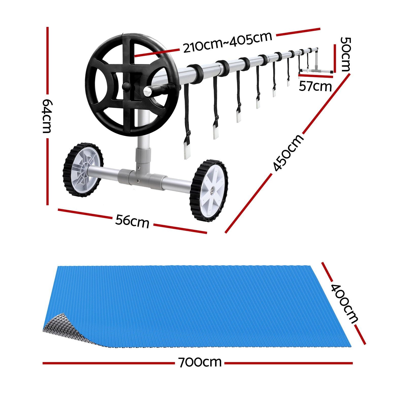 Aqua Buddy Pool Cover 600 Micron 7x4m w/ Roller 4m Swimming Pools Sliver Solar Blanket