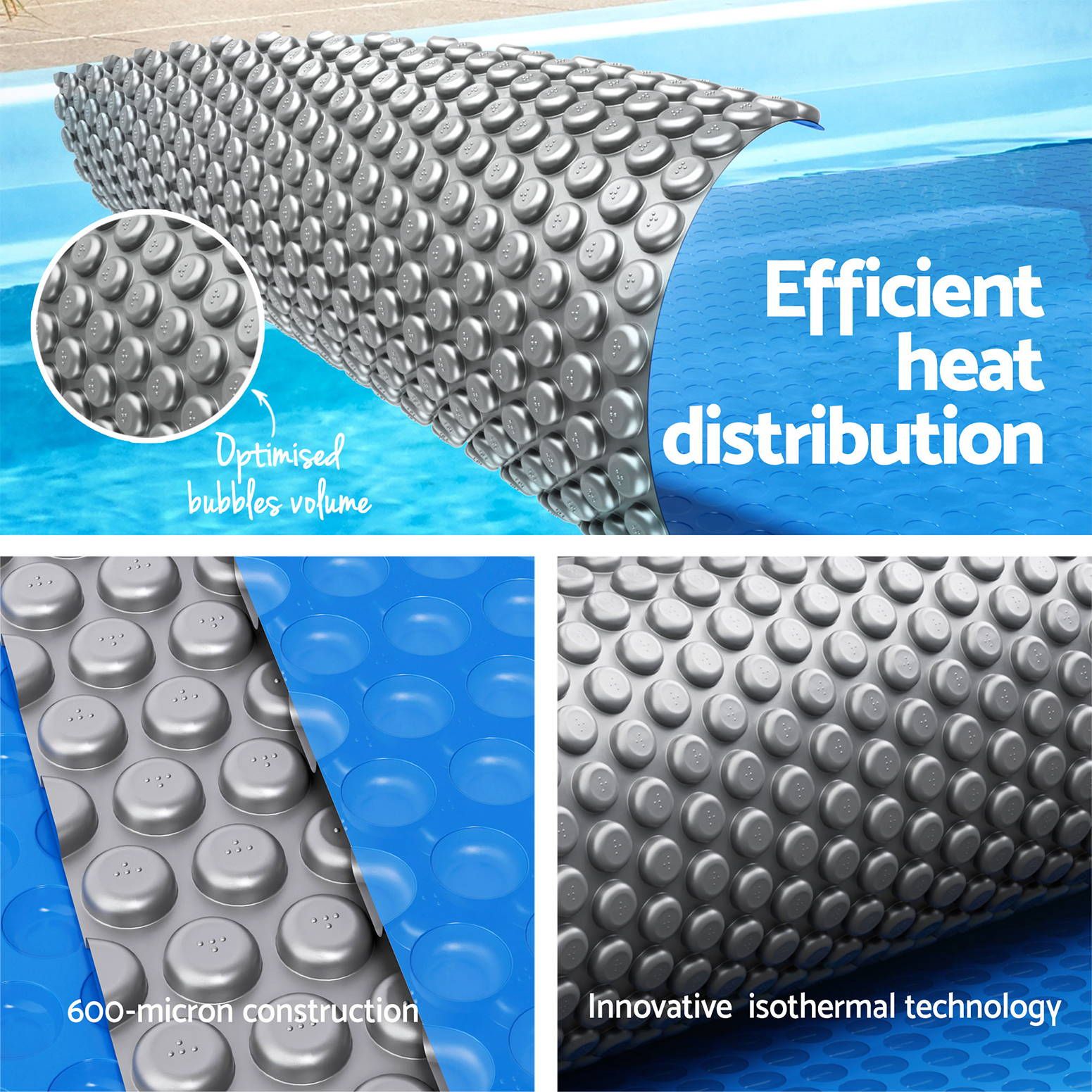 Aqua Buddy Pool Cover 600 Micron 7x4m w/ Roller 4m Swimming Pools Sliver Solar Blanket