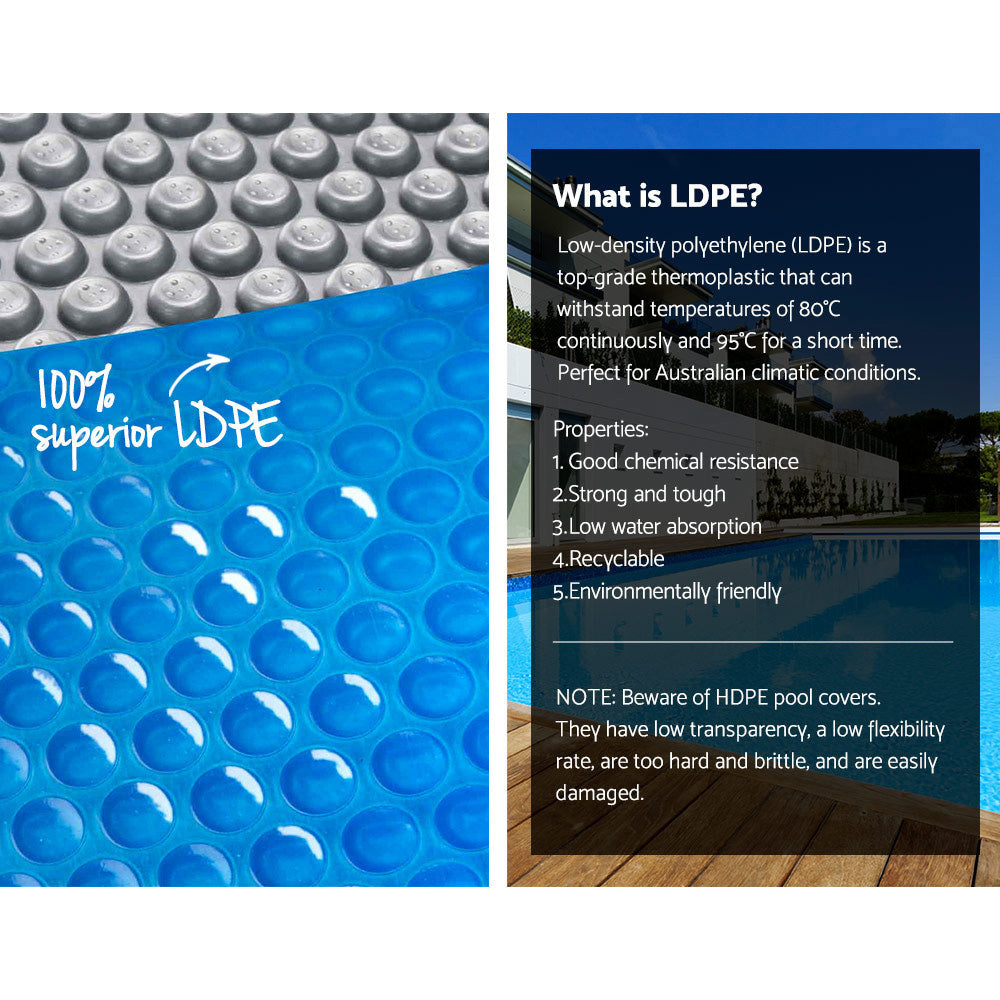 Pool Covers & Accessories: Aquabuddy Pool Cover 500 Micron 8x4.2m Swimming Pool Solar Blanket Blue Silver