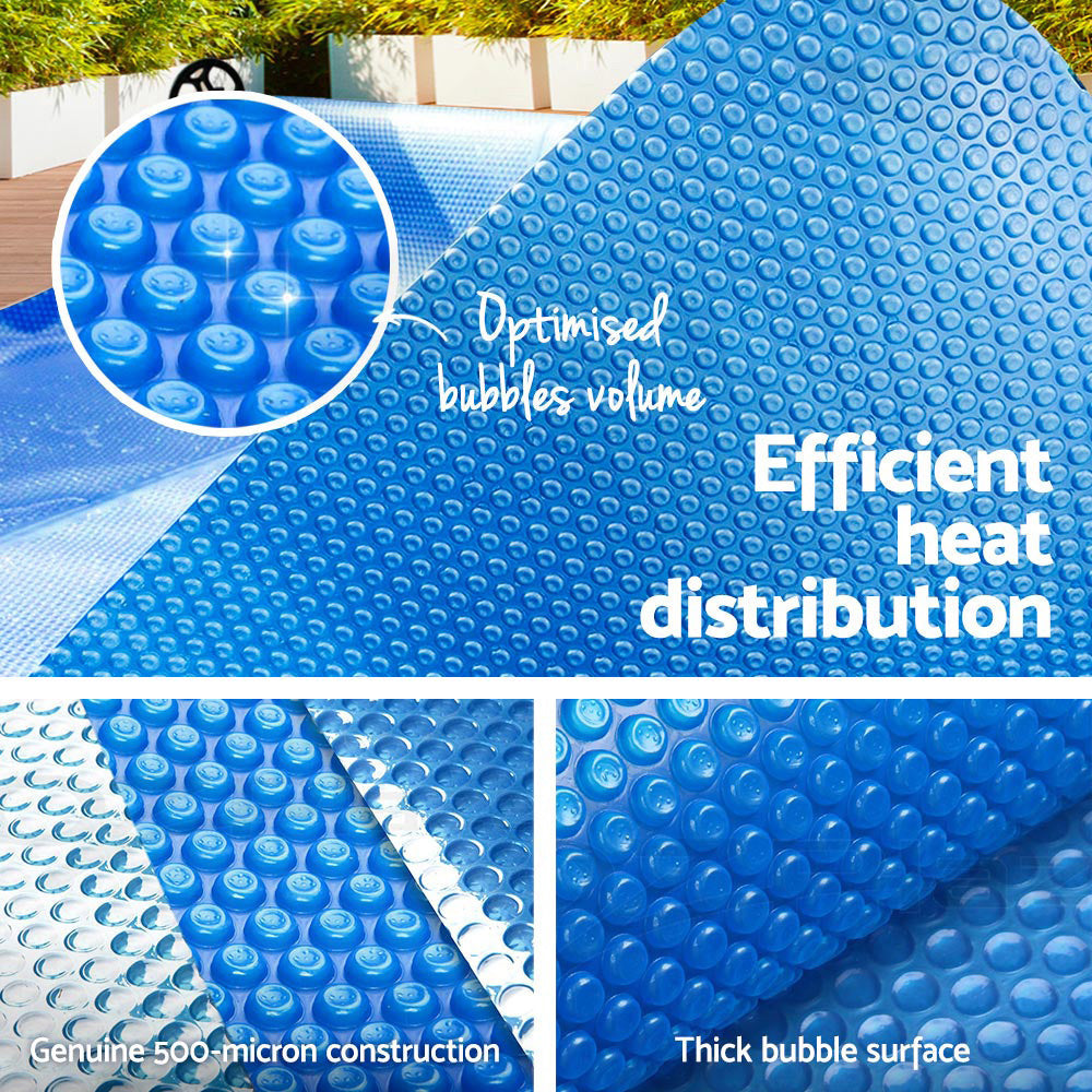 Pool Covers & Accessories: Aquabuddy Pool Cover 8x4.2m 400 Micron Swimming Pool Solar Blanket Blue