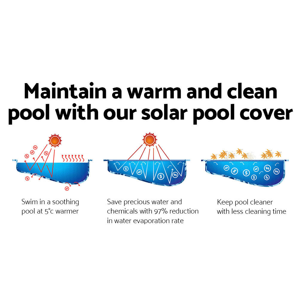 Pool Covers & Accessories: Aquabuddy Pool Cover 8x4.2m 400 Micron Swimming Pool Solar Blanket Blue Silver
