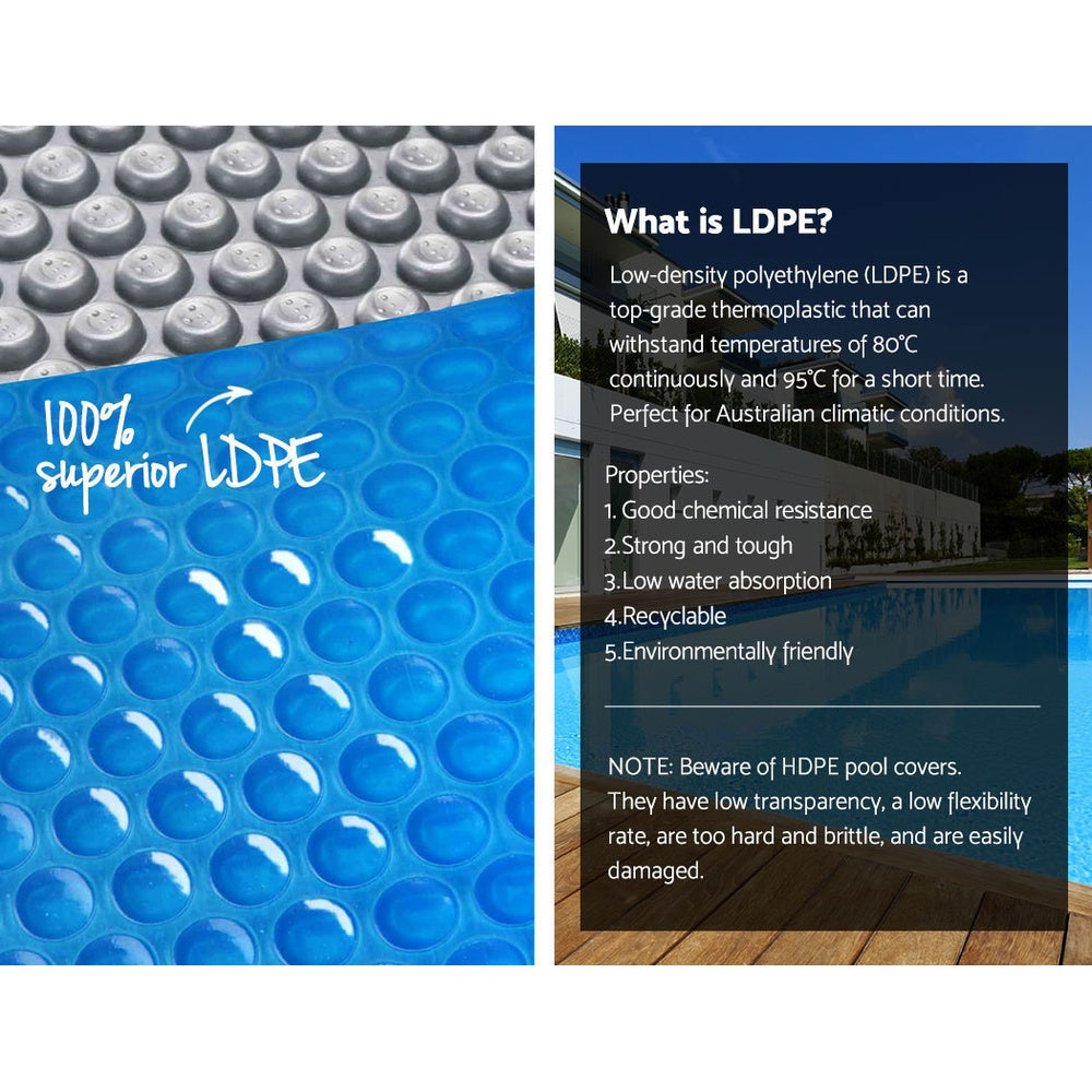 Pool Covers & Accessories: Aquabuddy Pool Cover 9.5x5m 400 Micron Silver Swimming Pool Solar Blanket 5.5m Roller