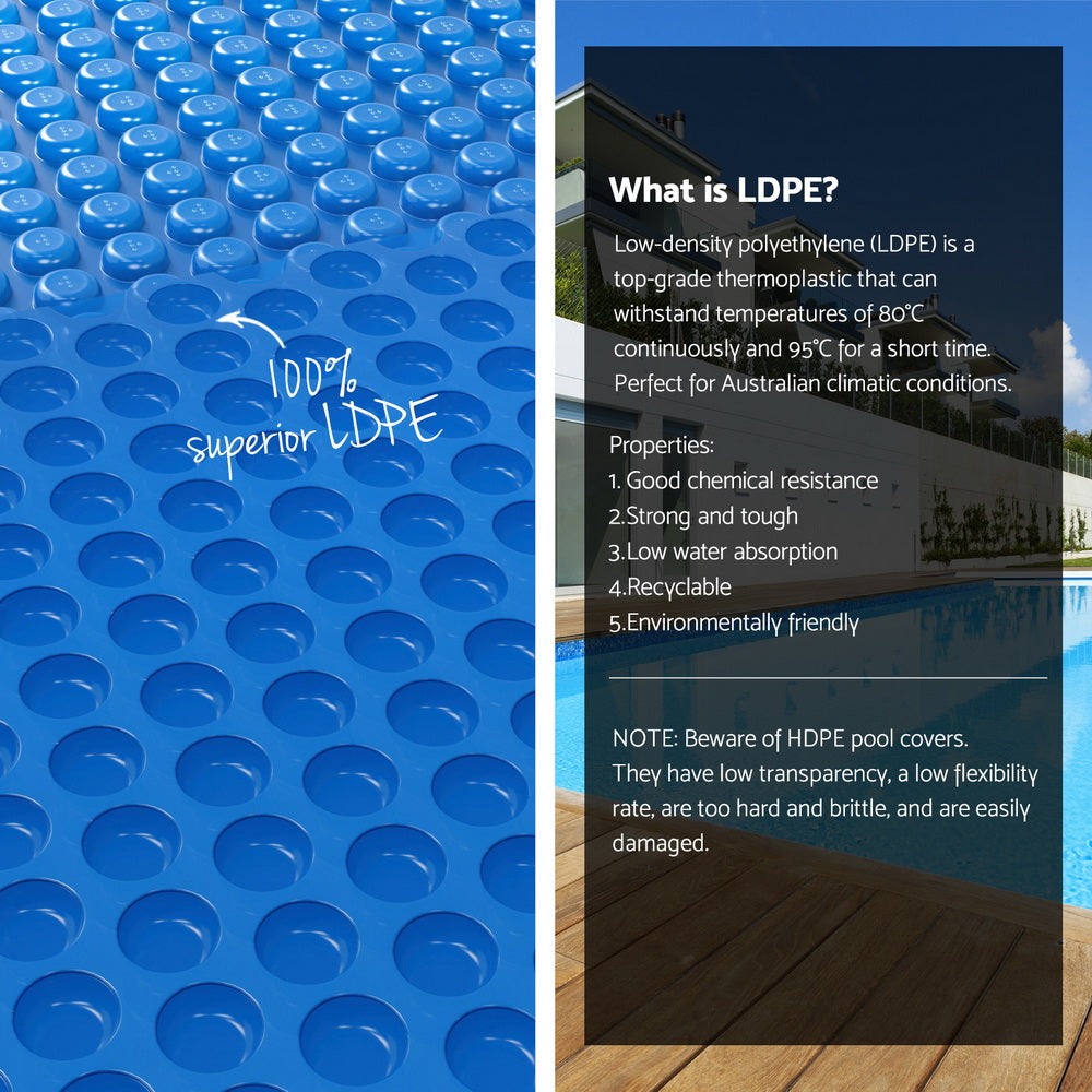 Pool Covers & Accessories: Aqua Buddy Pool Cover 600 Micron Solar Heat 9.5x5m Blanket w/ 5.55m Roller Blue