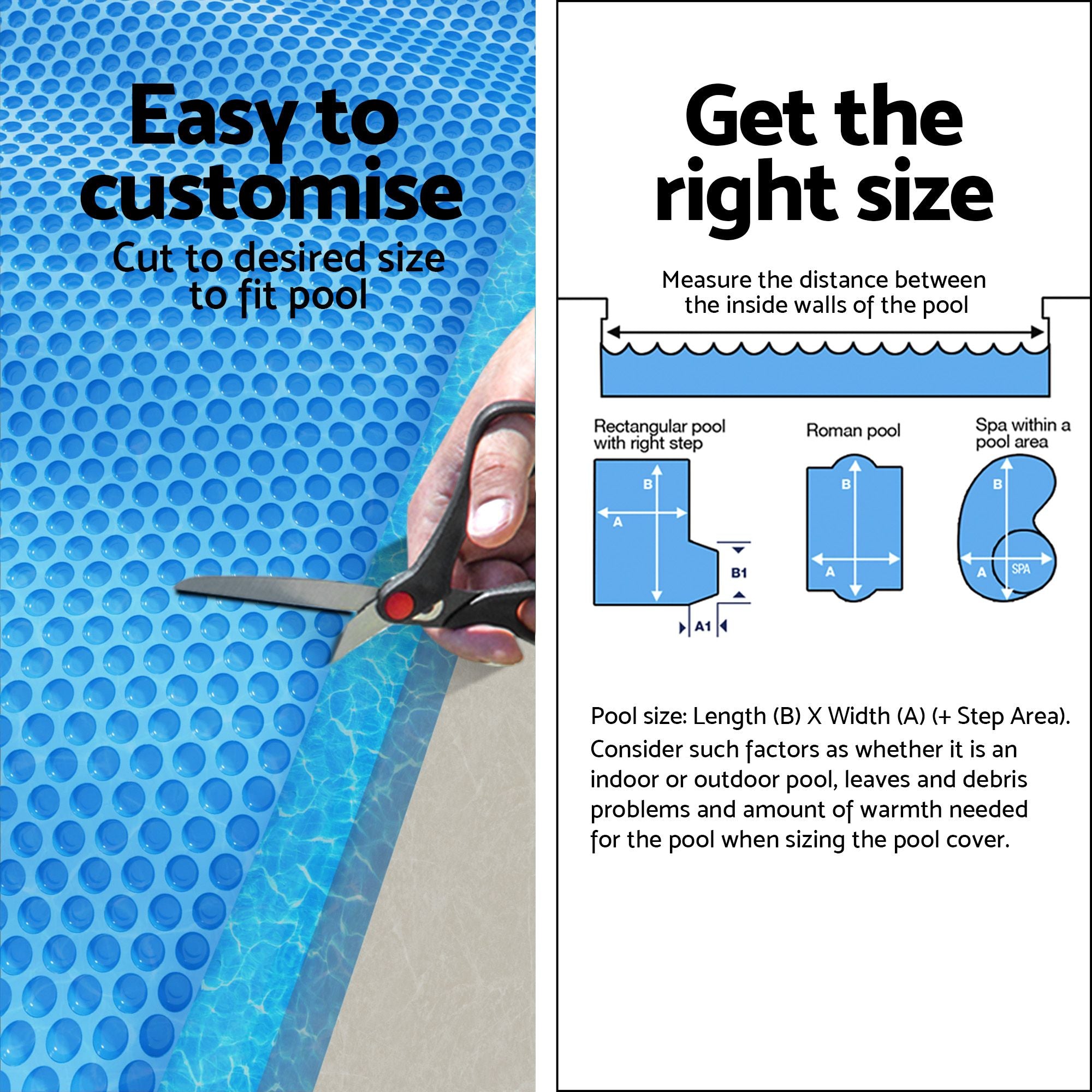 Aqua Buddy Pool Cover 600 Micron 9.5x5m Bubble Heat Solar Blanket Blue Silve