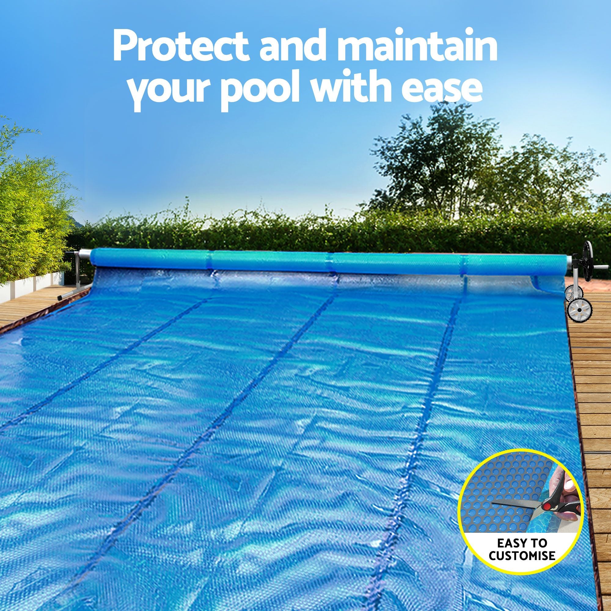Aqua Buddy Pool Cover 600 Micron 9.5x5m w/ Roller 5.55m Swimming Pools Sliver Solar Blanket