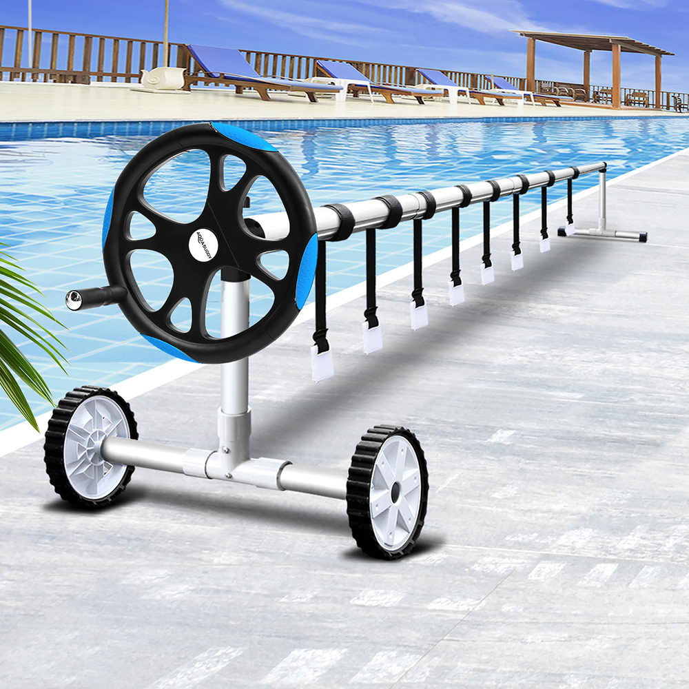 Pool Covers & Accessories: Aquabuddy Pool Cover Roller 5.5m Adjustable Swimming Pool Solar Blanket Reel Blue