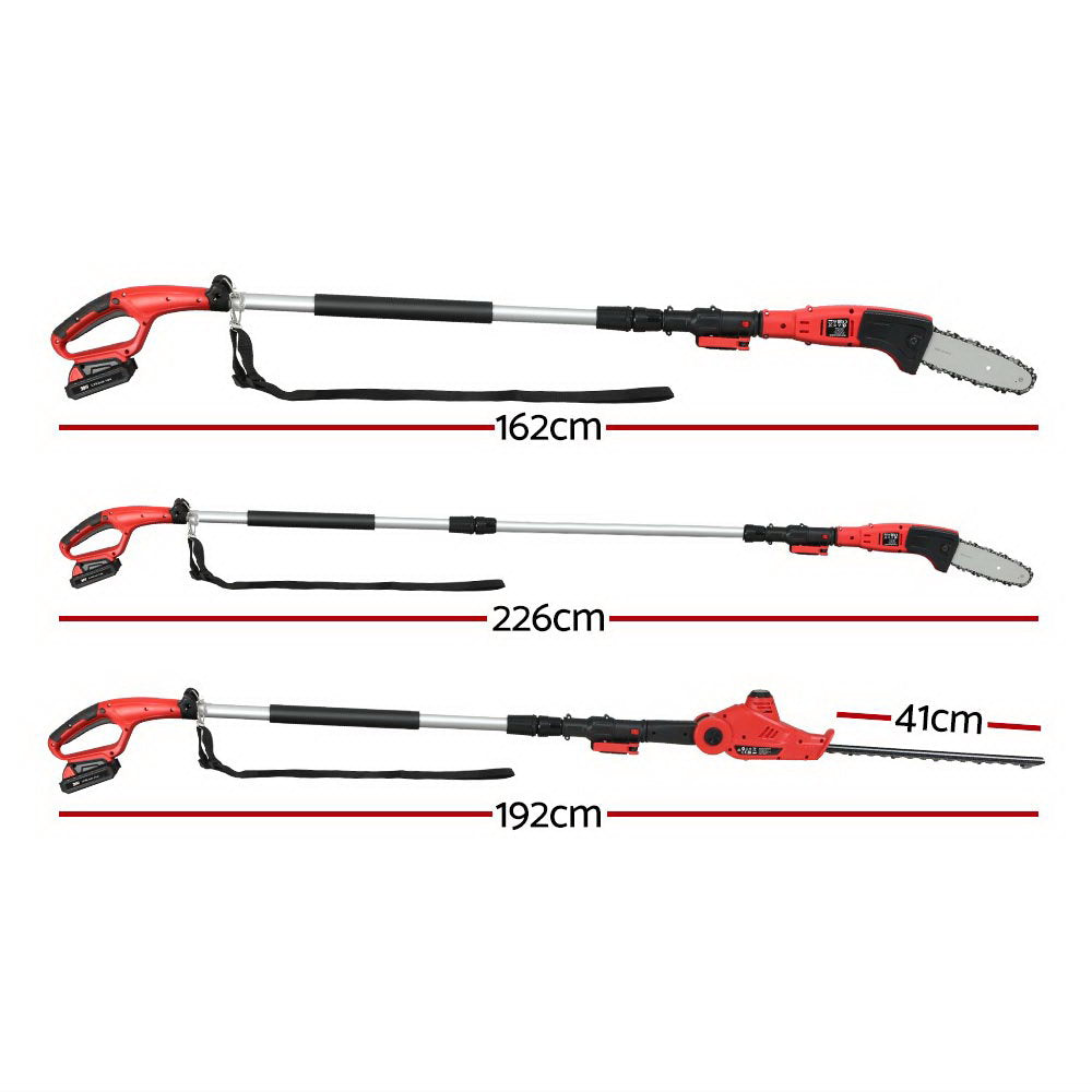 Chainsaws: Giantz Chainsaw Trimmer Cordless Pole Chain Saw 20V 8inch Battery 2.7m Reach