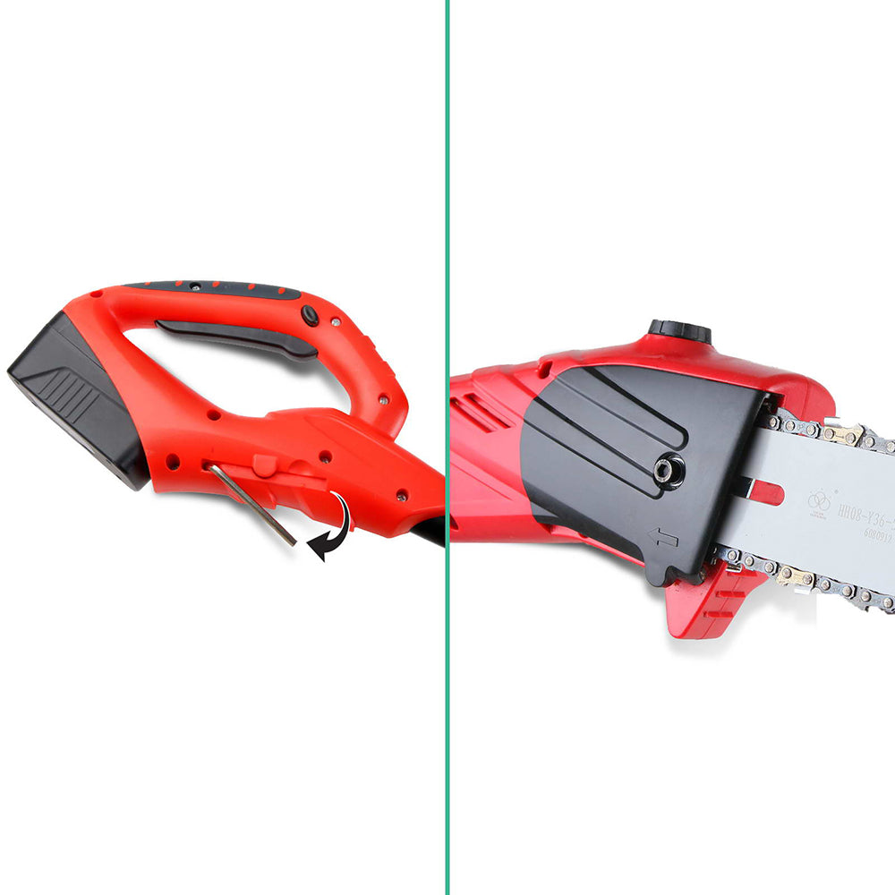 Chainsaws: Giantz Chainsaw Cordless Pole Chain Saw 20V 8in Pruner 2.7m Long Reach Battery