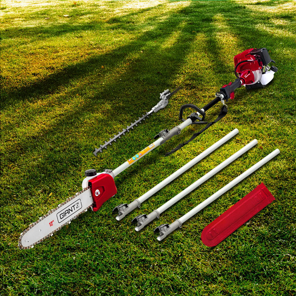 Chainsaws: Giantz 31cc Pole Chainsaw 4 Stroke Petrol Tree Pruner Saw 12 Inch Bar Long Reach