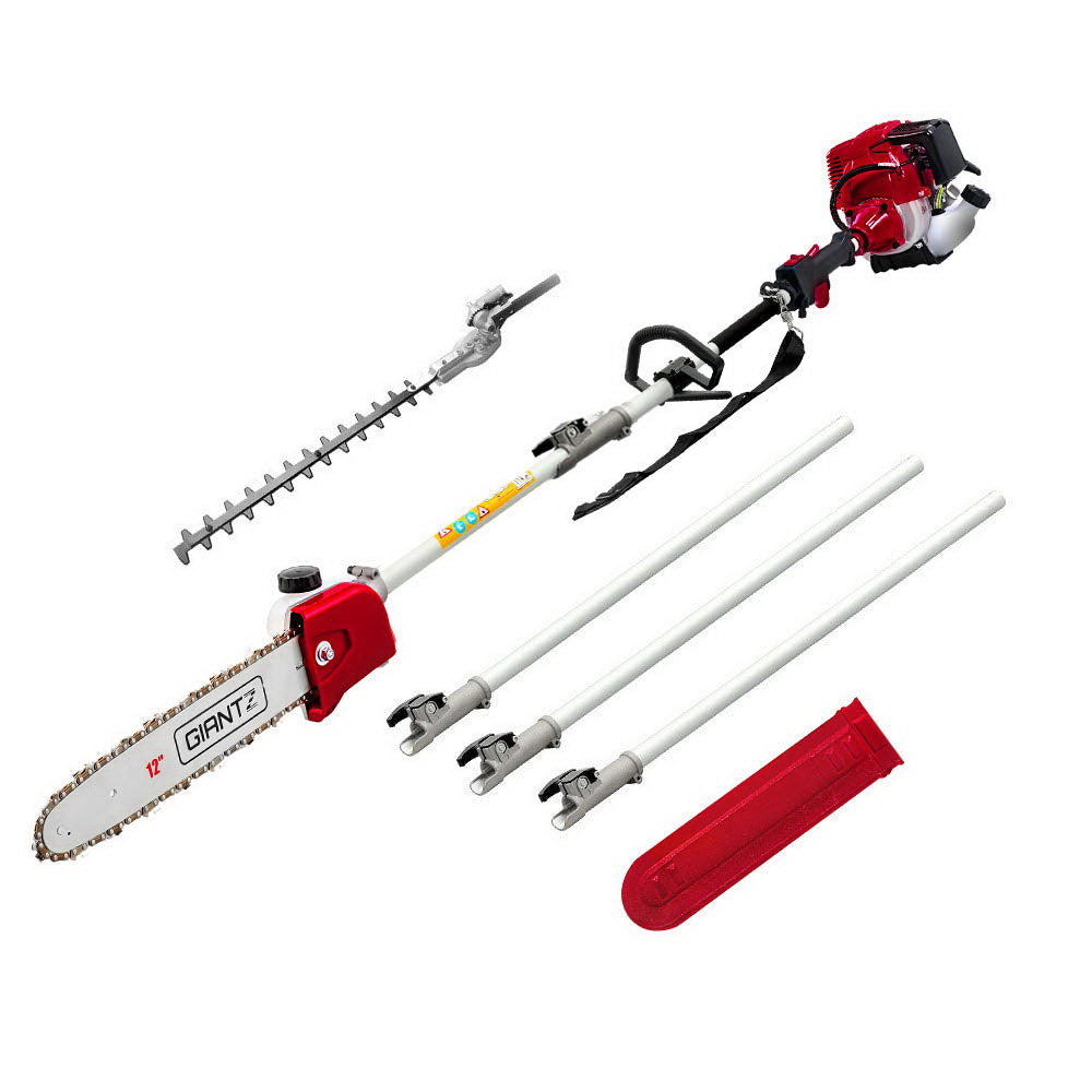 Chainsaws: Giantz 31cc Pole Chainsaw 4 Stroke Petrol Tree Pruner Saw 12 Inch Bar Long Reach