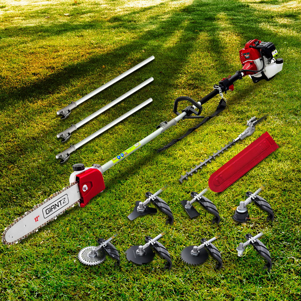 Chainsaws: Giantz Pole Chainsaw 2 Stroke Petrol Tree Pruner Long Reach Saw 12 Inch Bar 9 In 1