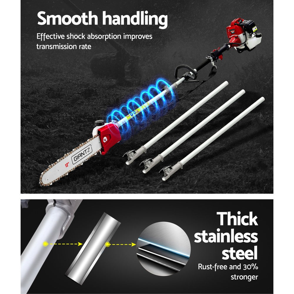Chainsaws: Giantz Pole Chainsaw 2 Stroke Petrol Tree Pruner Long Reach Saw 12 Inch Bar 9 In 1