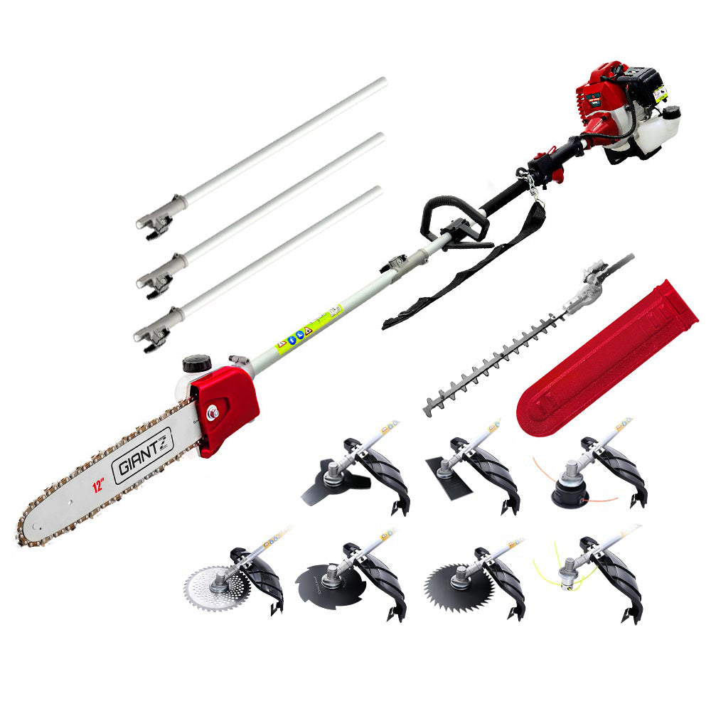 Chainsaws: Giantz Pole Chainsaw 2 Stroke Petrol Tree Pruner Long Reach Saw 12 Inch Bar 9 In 1