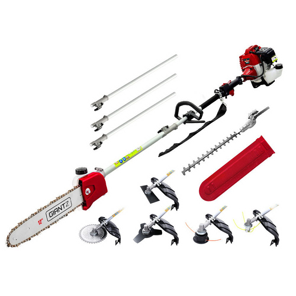 Chainsaws: Giantz Pole Chainsaw 2 Stroke Petrol Tree Pruner Long Reach Saw 12 Inch Bar 7 In 1
