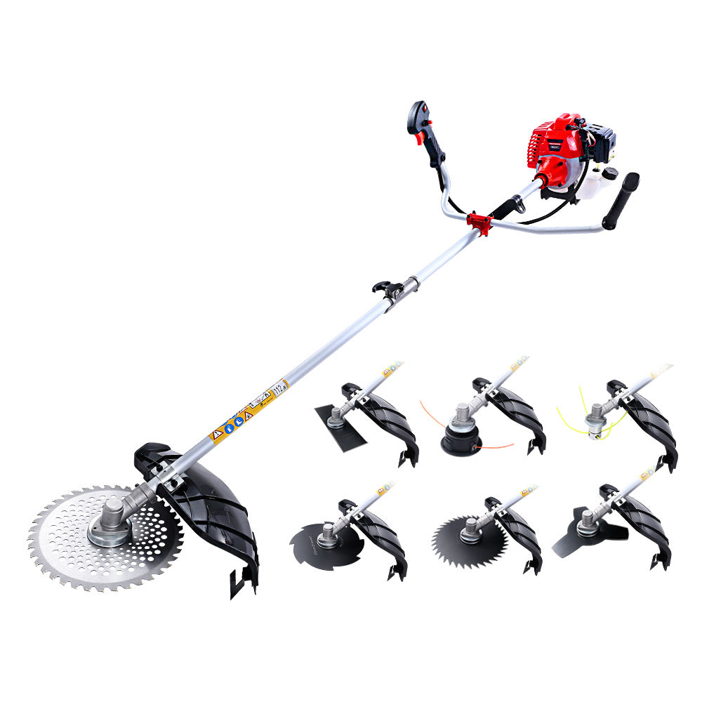 Chainsaws: Giantz 2 Stroke Pole Chainsaw Petrol Hedge Trimmer Tree Pruner 7 In 1